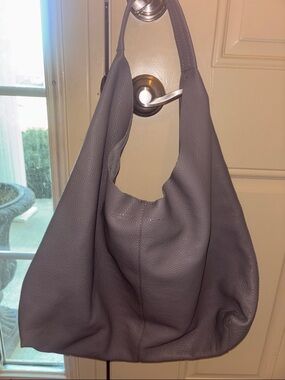 Kurt Geiger Soft Pebbled Hobo Bag in Mauve Gray - Classic Everyday Shoulder Tote